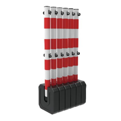 Foldable Plastic Stanchion (Red / White) 2 pair of hooks